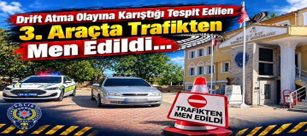 Banaz'da drift atan 3 araç emniyete çekildi