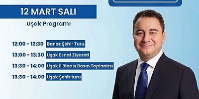 ALİ BABACAN SALI GÜNÜ UŞAK'A GELİYOR