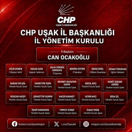 UŞAK CHP’DE YENİ YÖNETİM GÖREVE BAŞLADI